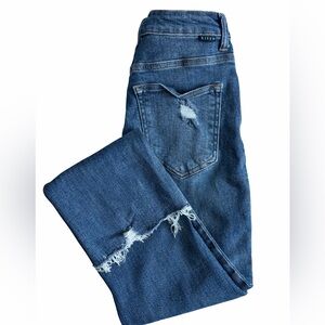 Risen Women's High Rise Blue Distressed Jeans